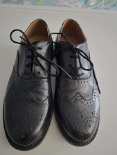 Womens Ladies Real Leather Black Lace Up Oxford Formal Office Work Brogues Shoe