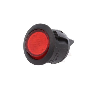 R13-244B-02-BR ROCKER DPST Pos: 2 ON-OFF 20A/12VDC rot Neonleuchte 50mΩ rund SCI