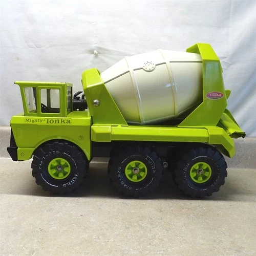 Vintage Mighty Tonka Green Cement Mixer Truck, Pressed Steel Toy Vehicle