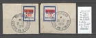 France - fictitious stamps for postmen's instruction - 2 pieces on fragments