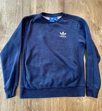 Adidas Crewneck Sweatshirt Mens Small Blue Trefoil Logo Pullover Casual Sport
