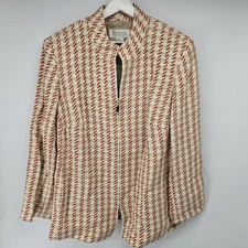 Womens Elana By Tanner Silk Jacket Size 14 Red Tan