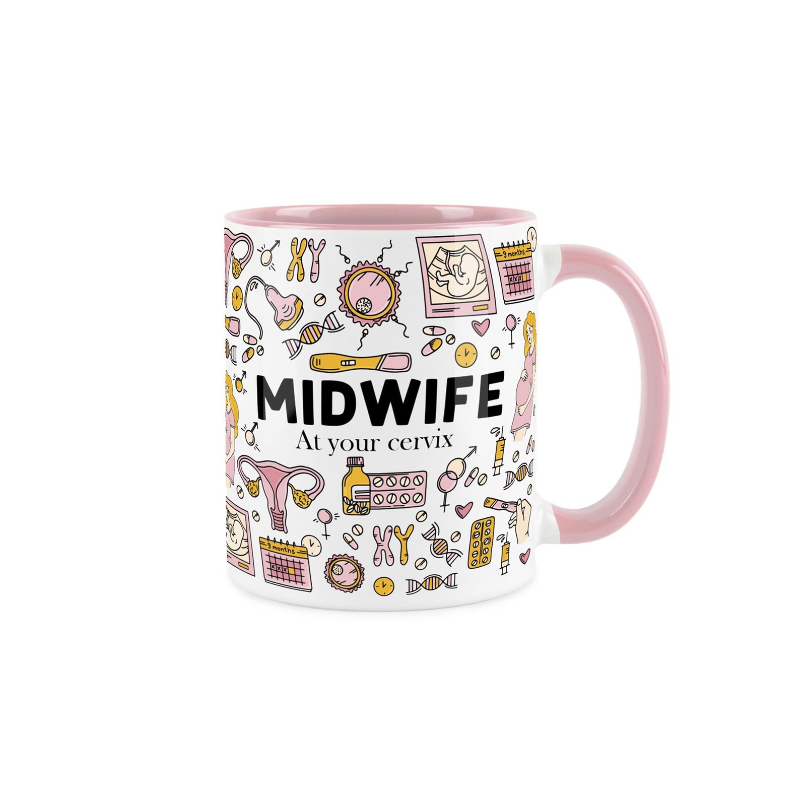 Purely Home Novelty Midwife Pink Mug - Coffee/Tea Ceramic Cup Gift - Pink - Image 2