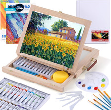 54 Pieces Watercolor Paint Set with Tabletop Easel Complete Starter Painting