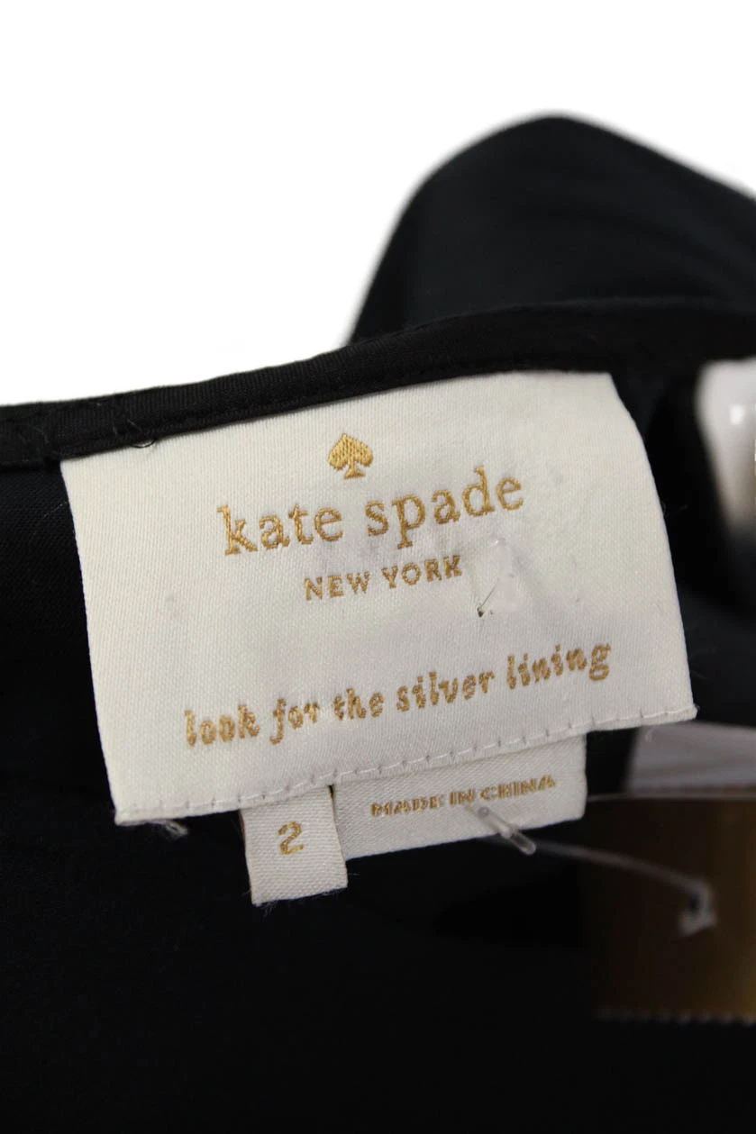 Abito donna Kate Spade New York cotone a righe zip aderente + svasato nero taglia 2