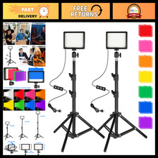 Dimmable 5600K LED Photo Video Light 2-Pack with Tripods Color Filters for Str