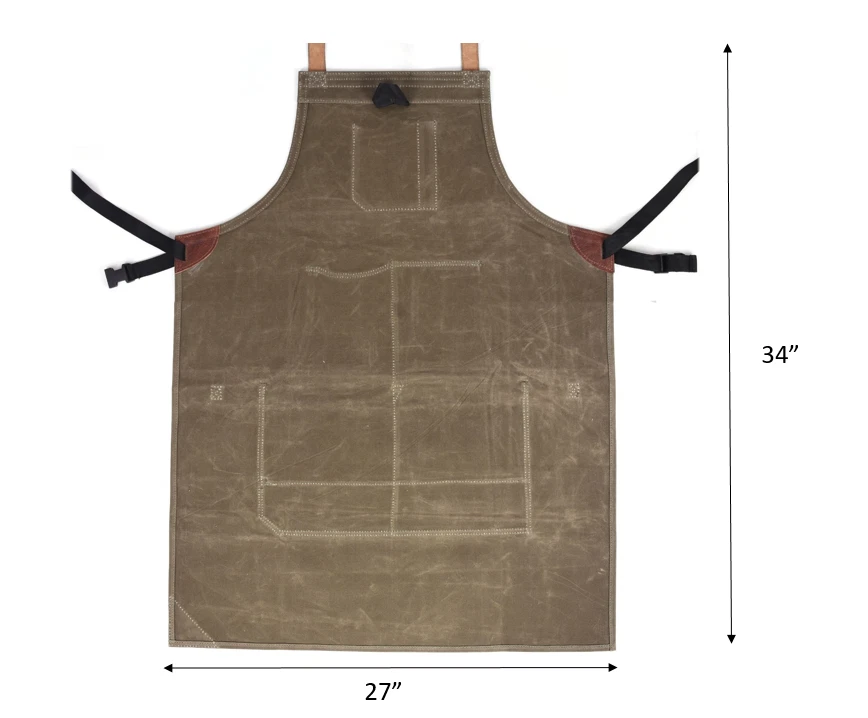 Leather & Wax Canvas Apron Olive Green - Image 4 of 4