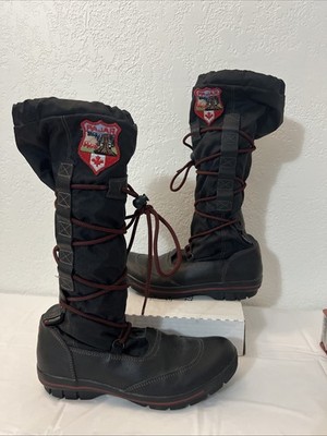 PAJAR Waterproof Grip Tall Winter Lined Lace Up Womens Sz 7 7.5 Black Red EU 38