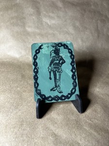 ACEO Jester & Chain Link Original Art Lino Print By Lapyear  2.5”x3.5”