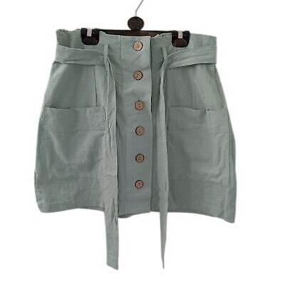 Hesperus Skirt Womens Light Green Cotton With Button Front Pockets Size L Casual