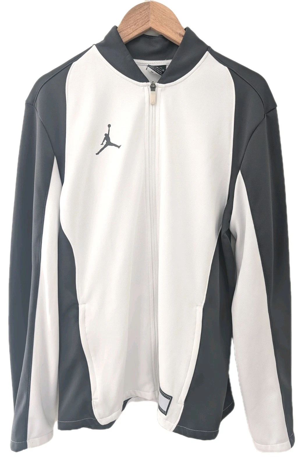 Nike Air Jordan Dri-FIT Track Jacket Mens M Gray White Full Zip Athletic Pockets