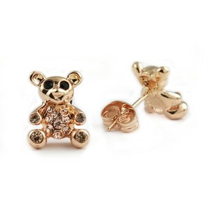 Authentic Jewelry - 18k Rose Gold Plated Bear Stud Earrings (FE395)