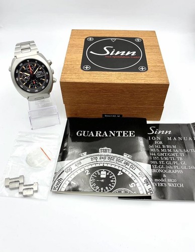 Sinn 142 M Space Chronograph Lemania 5100 Steel on Bracelet Men's Box \u0026  Papers | eBay