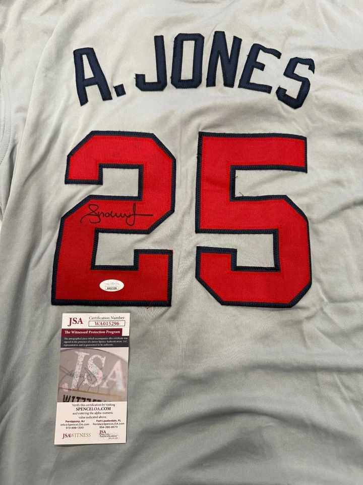 Andruw Jones Hand Signed Atlanta Braves Custom Replica Jersey JSA - Image 2 of 4