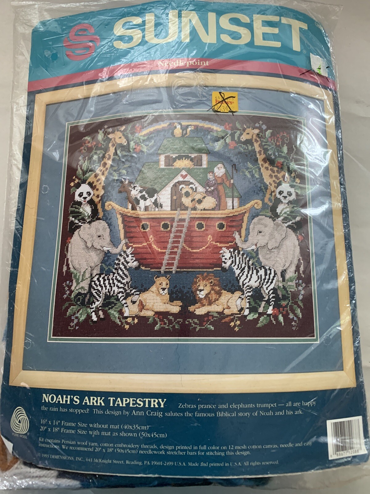 Sunset Needlepoint NOAH'S ARK TAPESTRY Biblical ANIMALS 12088 Ann