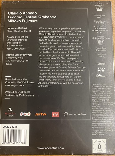 Claudio Abbado: Lucerne Festival MIHOKO FUJIMURA DVD NUEVO Precintado - Imagen 2 de 2