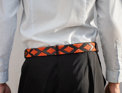 Embroidered Belt Braided Leather Belt Gaucho Belt Polo Belt Handmade Unisex Belt - Picture 3 of 8