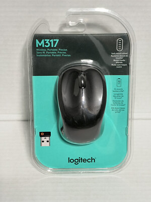Logitech M317 Wireless Optical Mouse BLACK + Unifying USB Receiver-NEW