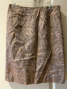 Ports 1961 Brocade Jacquard Paisley Rose Gold/ Gray Purple  Skirt 6~