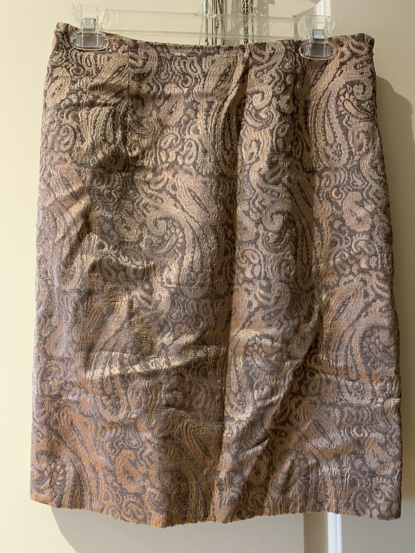 Ports 1961 Brocade Jacquard Paisley Rose Gold/ Gray Purple  Skirt 6~