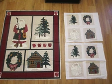 Hallmark Santa Cut n Sew Fabric Panel  Santa Tree House Wreath Cotton