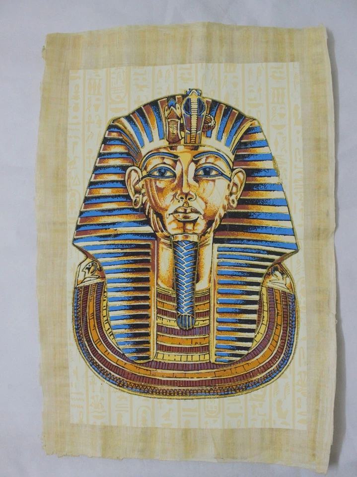 A rare luminous papyrus painting of Tutankhamun, large size - Image 2 of 4
