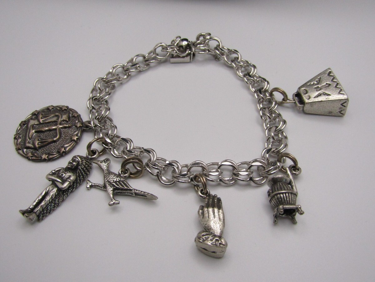 Beautiful Sterling Silver 925 Mixed 6, Charm Bracelet 7