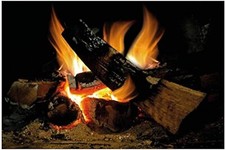 Wall Sticker Decal Fireplace With Burning Log Fire Flames Photorealistic Poster