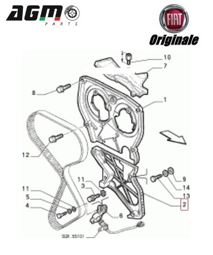 RIPARO CARTER DISTRIBUZIONE INFERIORE ORIGINALE FIAT BRAVO FIORINO 1.6 B 7799871 - Photo 4/7