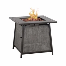 28" 50000 BTU Brown Propane Gas Fire Pit Table Teslin Steel Frame Metal Lid