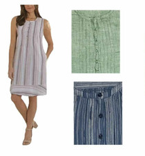 Briggs Women's Linen Blend Dress Relaxed Fit Knee Length Pockets Buttons
