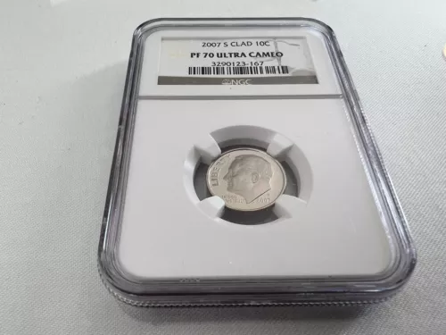 2007-S CLAD ROOSEVELT DIME NGC PF70 U.C. "BROWN LABEL "TOP POP"