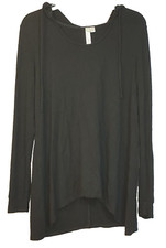 Women’s Green Tea Black Velour Long Sleeve Light Weight Hoodie SIZE Medium