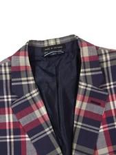 Men's 40 R Tommy Hilfiger Plaid Windowpane 100 Cotton New Sport Coat Blazer