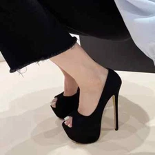 Fashion Women Platform Pumps Ultra High Stiletto Heels Peep Toe Party Shoes