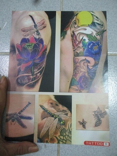 dragonfly arm tattoo body art pictures menu 2 pages 7x9.5 inch waterproof photos