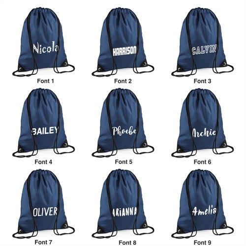 Personalised Gym Sack/Pump Swim Drawstring Bag Printed with name Grey Camouflage - Picture 10 of 11