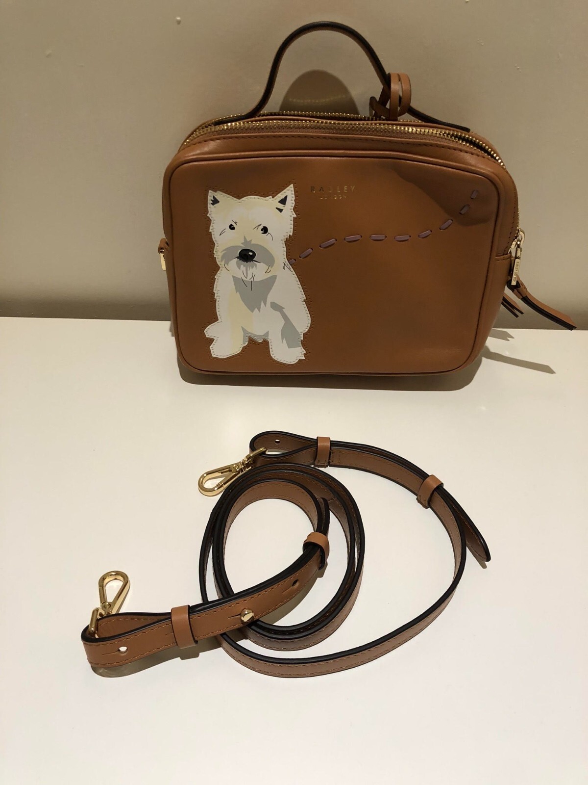 RADLEY AND FRIENDS SMALL ZIP TOP CROSSBODY BAG IN BROWN eBay