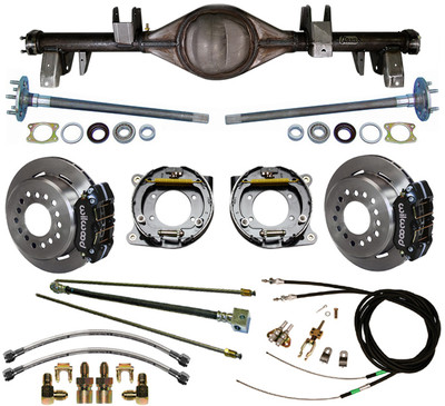 CURRIE 65-70 IMPALA REAR END & WILWOOD DISC BRAKES,LINES,E-BRAKE CABLES,AXLES,++