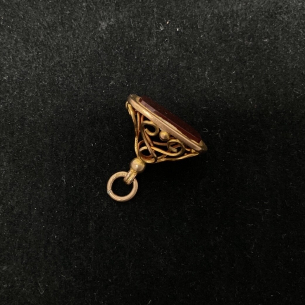 9k Solid Yellow Gold Charm with Ruby Stone - image 2