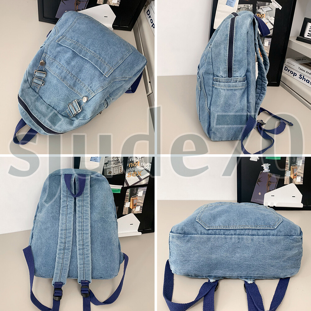 Women Large Denim Backpack Retro Jean Daypack Rucksack  display picture 1