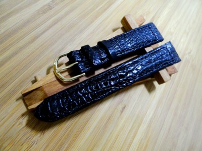 Authentic Handcraft 100% Genuine Crocodile 18MM Black Leather Watch Strap #4 