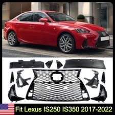 Front Bumper Grille Gloss Black For Lexus IS200t IS250 IS350 F Sport 2017-2022