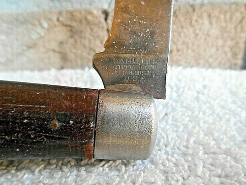 VINTAGE Camillus Cutlery Co. Hawk Bill Knife WOOD HANDLES 4" - Picture 4 of 11
