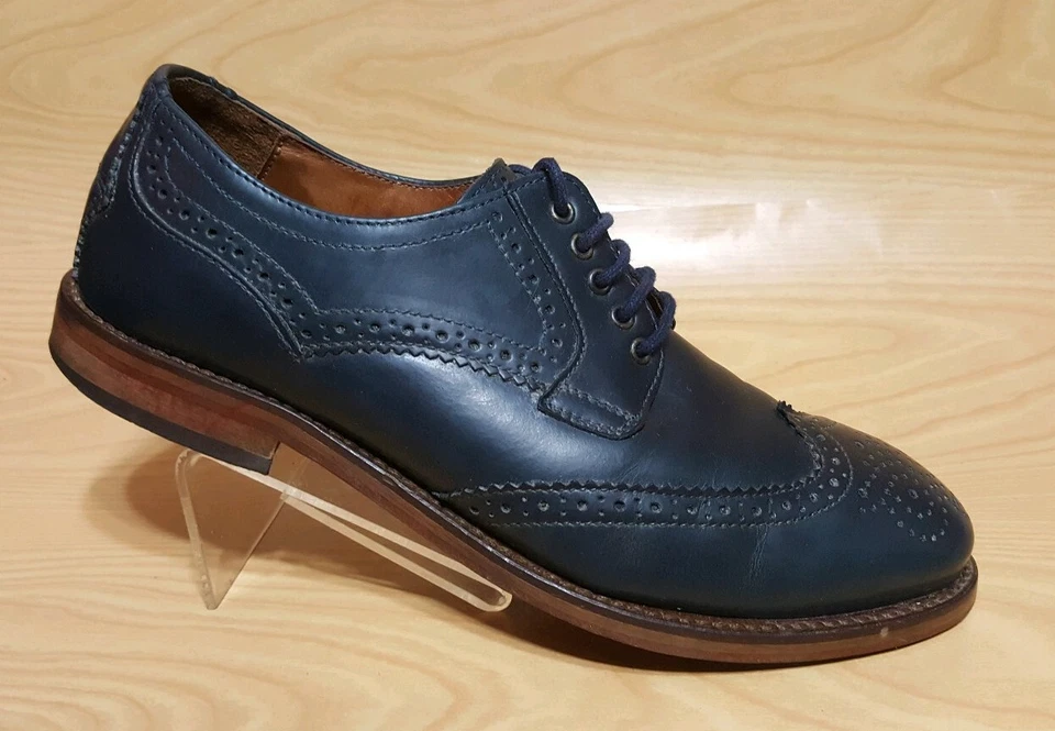 Мужские синие кожаные туфли H by Hudson Oxford Wingtip 8/41 - Изображение 2 из 4