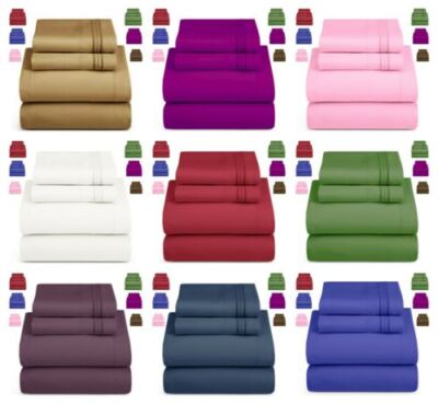 Egyptian Comfort 4Piece Fitted Flat Bed Sheet Set 1900 Count