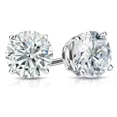 3 CTTW Lab Grown Diamond Stud Earrings Round E VS1 IGI 14K White Gold