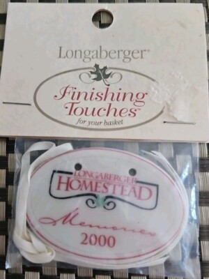 LONGABERGER HOMESTEAD TIE ON TAG 2000 MEMORIES OVAL WHITE RED GREEN