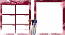 Set with 5 Items - Weekly Magnetic Dry Erase Calendar Planner Organizer