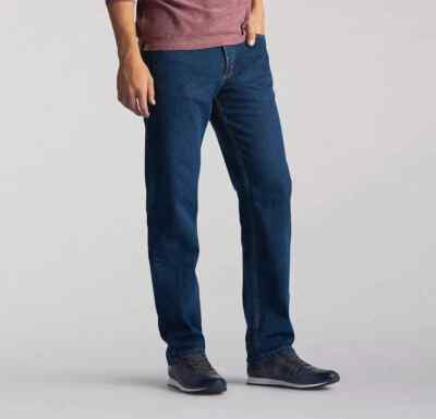 NWT Lee Men's Regular Fit Straight Leg Jeans Denim Pants Dark